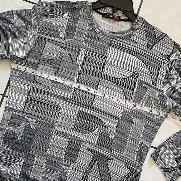 YASHI YAMAMURI Long Sleeve Shirt Women Size M Pullover Abstract Print Black Gray - Picture 11 of 13